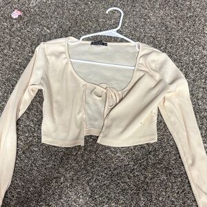 SHEIN Cream Tie-Front Blouse